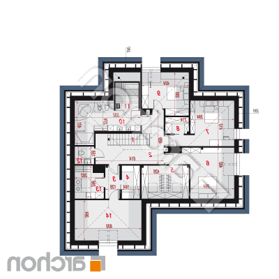 Dom medzi letnými fialkami (G2) | Pôdorys podkrovia 