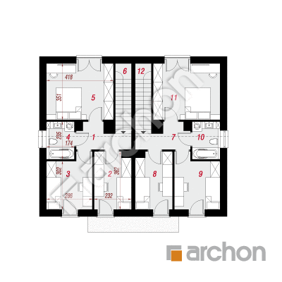 Dom v tunbergii (R2) ver.2 | Pôdorys podkrovia 