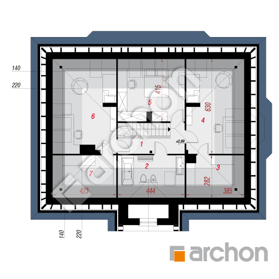 Dom pod jarabinou 5 ver.2 | <span class="translation_missing" title="translation missing: sk.products.print_pages.projections.poziom3">Poziom3</span>