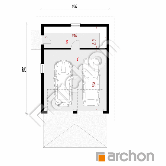 Garáž pre dve autá G9 | <span class="translation_missing" title="translation missing: sk.products.print_pages.projections.poziom1">Poziom1</span>