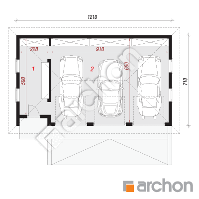Garáž pre tri autá G3a ver.2 | Pôdorys prízemia 