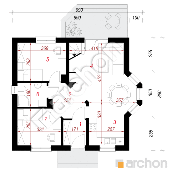 Dom v bobuliach (PD) | <span class="translation_missing" title="translation missing: sk.products.print_pages.projections.poziom1">Poziom1</span>