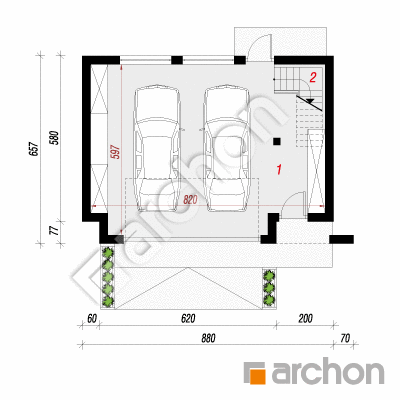 Garáž pre dve auta G15 | Pôdorys prízemia 