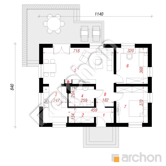 Dom pod papájou 2 | <span class="translation_missing" title="translation missing: sk.products.print_pages.projections.poziom1">Poziom1</span>