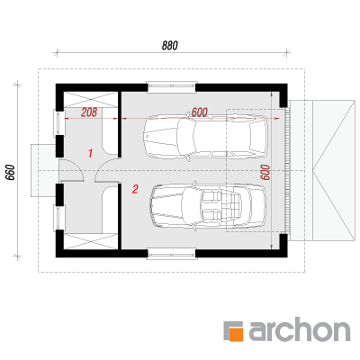 Garáž pre dve autá G6b | Pôdorys prízemia 