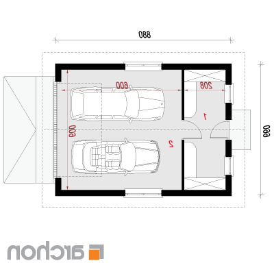 Garáž pre dve autá G6b | Pôdorys prízemia 