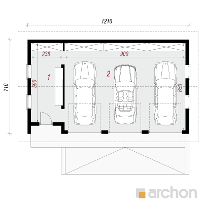 Garáž pre tri autá G8a | Pôdorys prízemia 