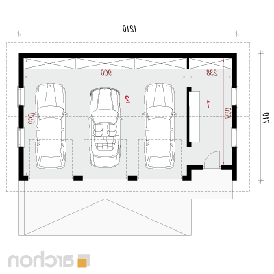 Garáž pre tri autá G8a | Pôdorys prízemia 