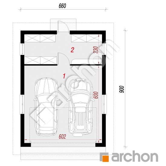 Garáž pre dve autá G18  | <span class="translation_missing" title="translation missing: sk.products.print_pages.projections.poziom1">Poziom1</span>