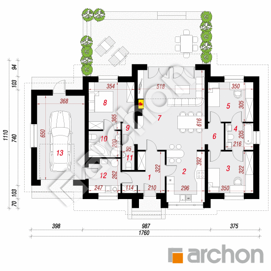 Dom v akébii 4 | <span class="translation_missing" title="translation missing: sk.products.print_pages.projections.poziom1">Poziom1</span>