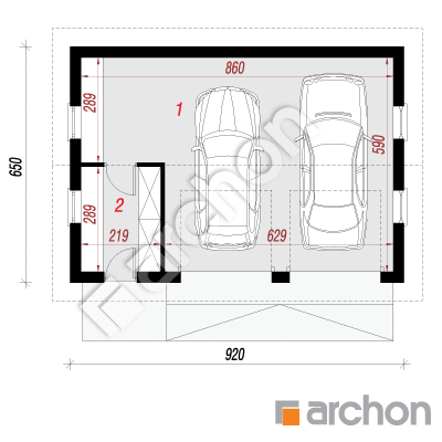 Garáž pre dve autá G20 | Pôdorys prízemia 