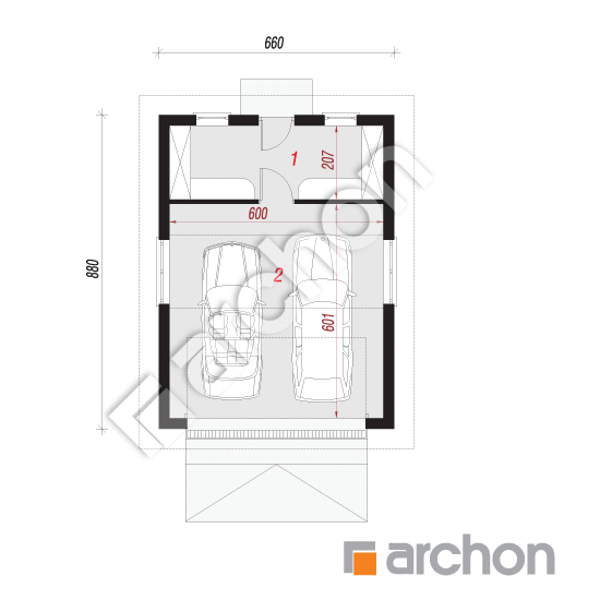 Garáž pre dve autá G1a ver.2 | <span class="translation_missing" title="translation missing: sk.products.print_pages.projections.poziom1">Poziom1</span>