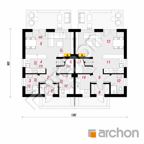 Dom v arkádiách 7 (R2) | <span class="translation_missing" title="translation missing: sk.products.print_pages.projections.poziom1">Poziom1</span>