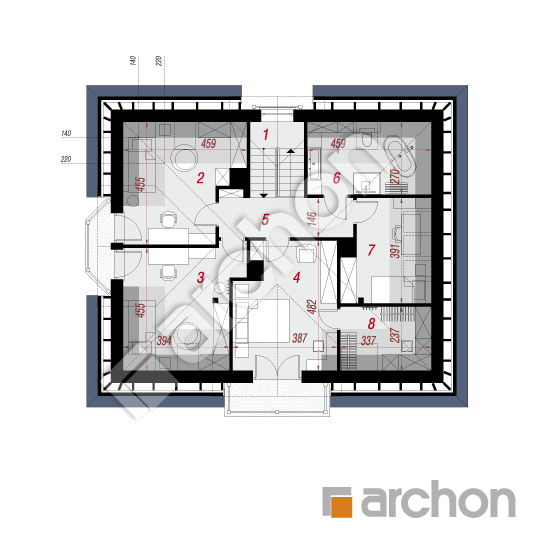 Dom v echinaceách 3 ver.2 | <span class="translation_missing" title="translation missing: sk.products.print_pages.projections.poziom3">Poziom3</span>