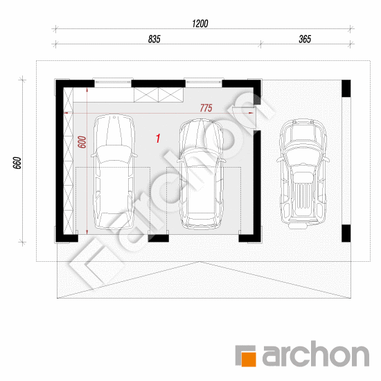 GARÁŽ PRE DVE AUTÁ G28 | <span class="translation_missing" title="translation missing: sk.products.print_pages.projections.poziom1">Poziom1</span>