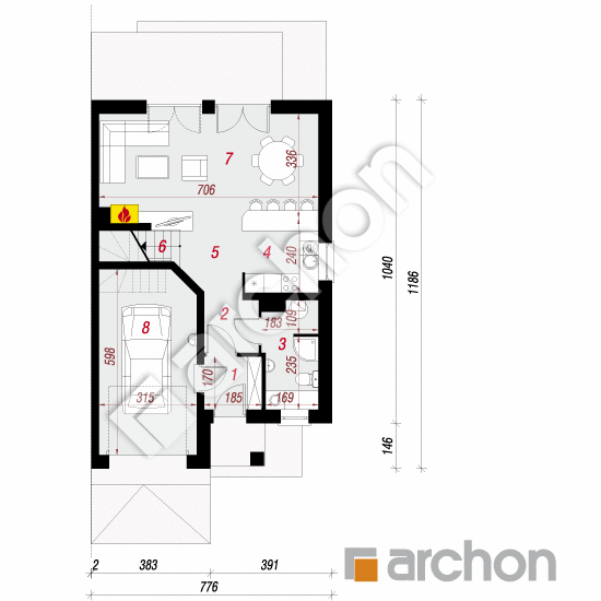 Dom v plamienkoch 9 (AB) ver.3 | <span class="translation_missing" title="translation missing: sk.products.print_pages.projections.poziom1">Poziom1</span>