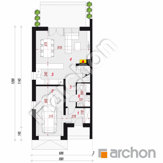 Vila Amélia (B) ver.2 | <span class="translation_missing" title="translation missing: sk.products.print_pages.projections.poziom1">Poziom1</span>