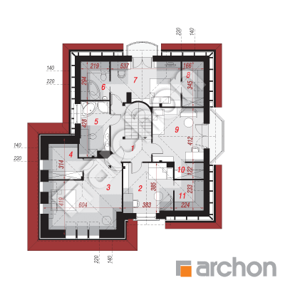 Dom v monarde (G2) ver.2 | Pôdorys podkrovia 