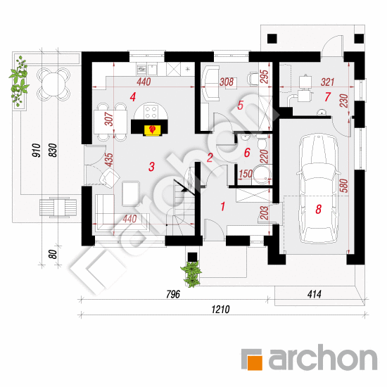 Dom medzi jahôdkami 5 (GN) ver.2 | <span class="translation_missing" title="translation missing: sk.products.print_pages.projections.poziom1">Poziom1</span>