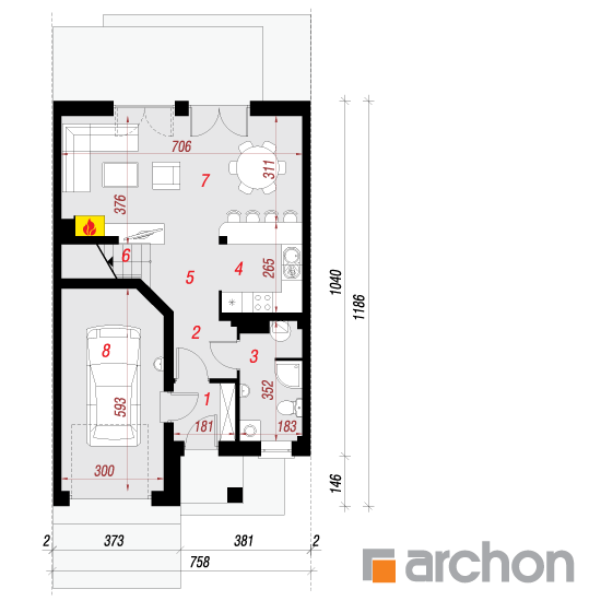 Dom v plamienkoch 9 (S) ver.2 | <span class="translation_missing" title="translation missing: sk.products.print_pages.projections.poziom1">Poziom1</span>