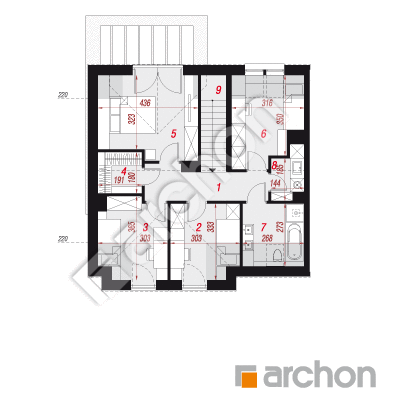 Dom v barotách 2 (B) ver.2 | Pôdorys podkrovia 