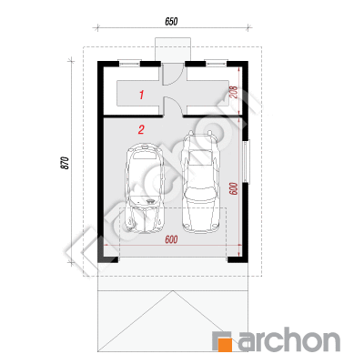 Garáž pre dve autá G6 ver.2 | Pôdorys prízemia 