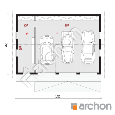 Garáž pre tri autá G8 ver.2 | Pôdorys prízemia 