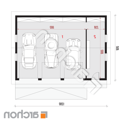 Garáž pre tri autá G8 ver.2 | Pôdorys prízemia 