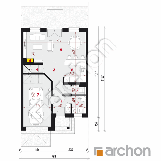 Dom v plamienkoch ver.3 | <span class="translation_missing" title="translation missing: sk.products.print_pages.projections.poziom1">Poziom1</span>